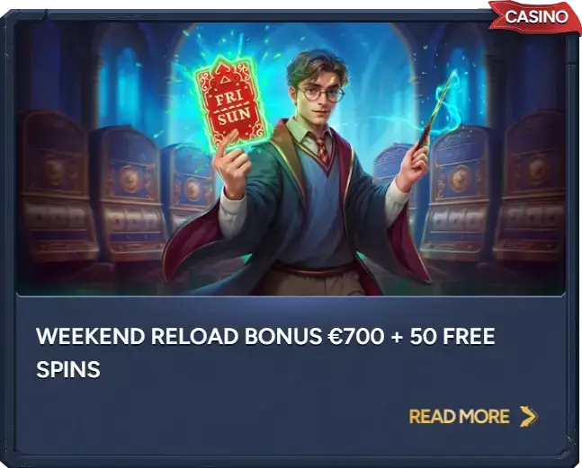 Bonus Ricarica Settimanale €700 + 50 Giri Gratis